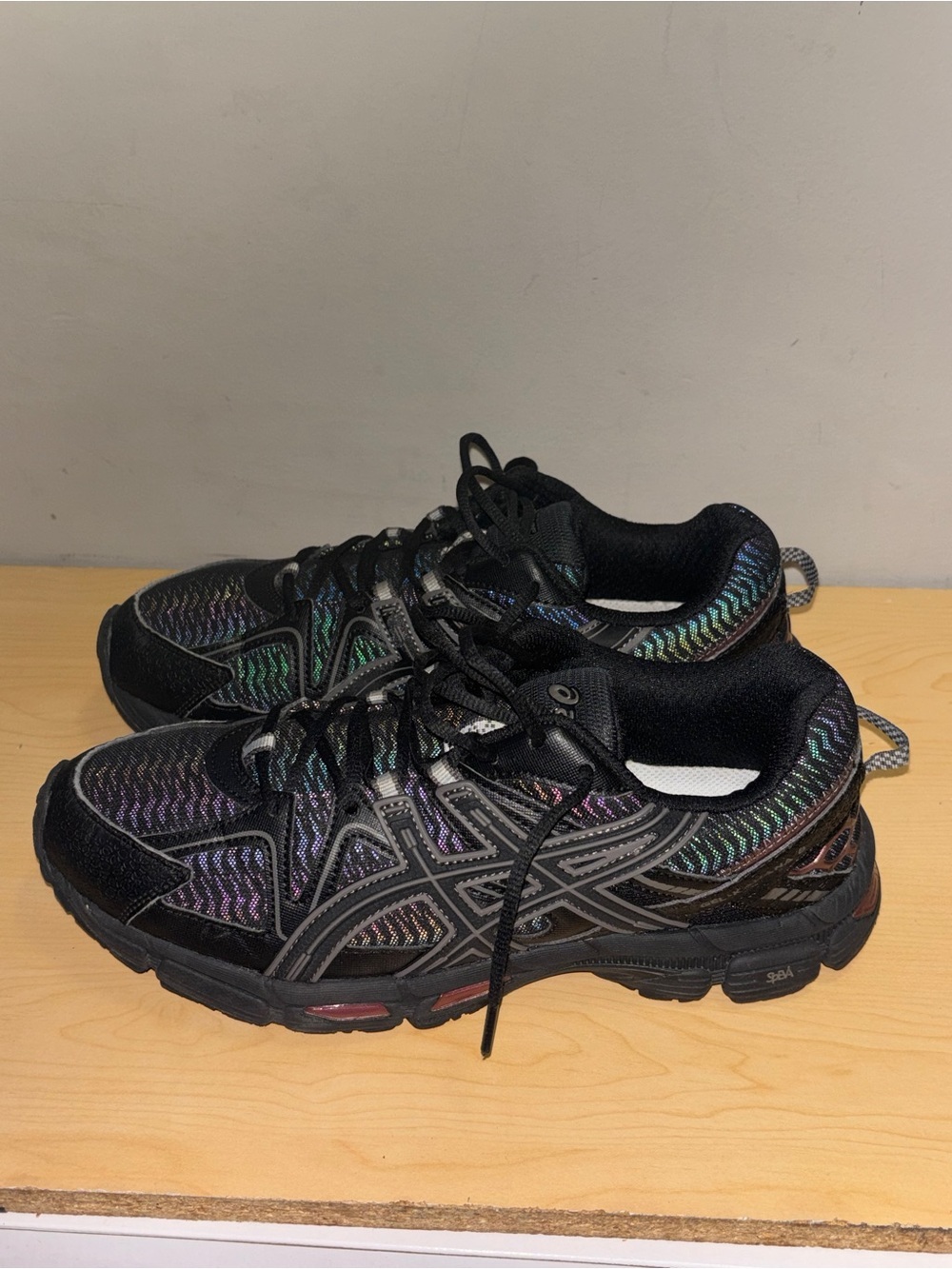 Asics Black Sneakers with Iridescent Rainbow Accents